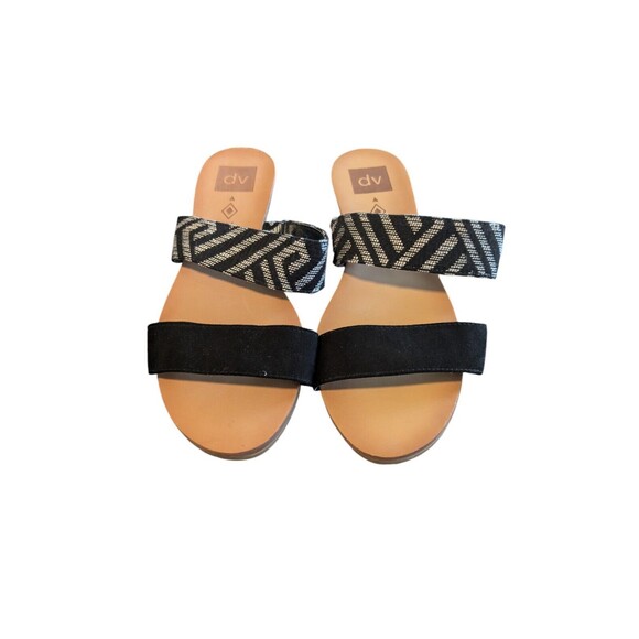 DV Dolce Vita Sandals Womens 8.5 Bailey Slides Slip On Flats Straps Black Fabric - Picture 1 of 4